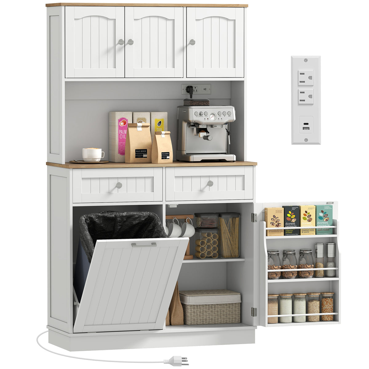 Pantry Cabinet with Charging Station – 39"W x 68"H