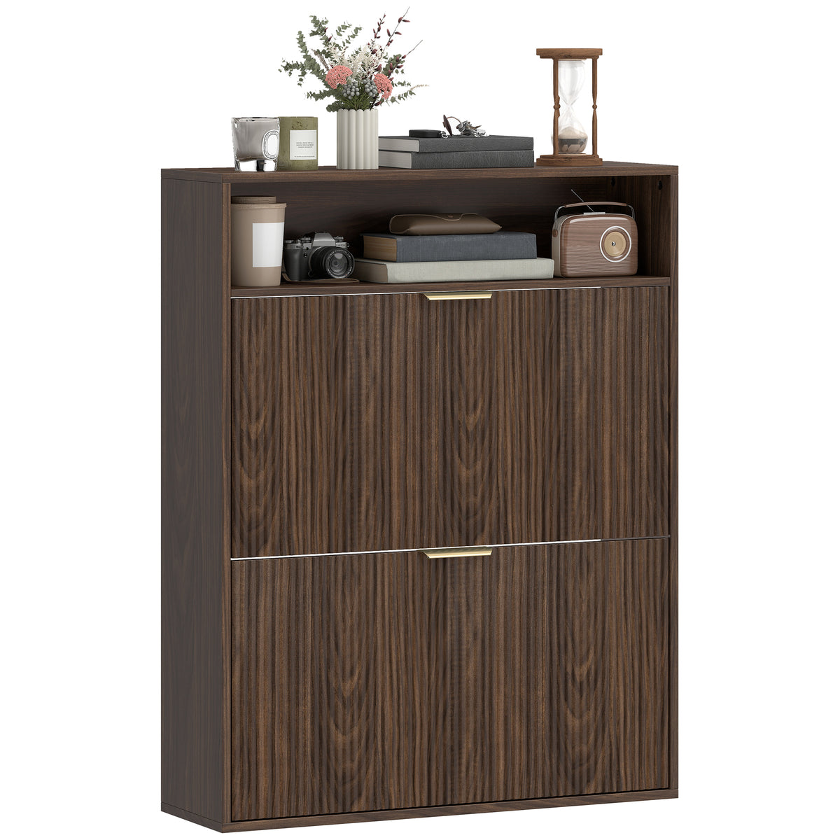 Shoe Cabinet with 2 Flip Drawers – 31"W x 40"H