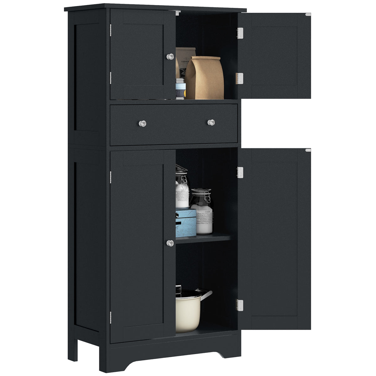 Modern Kitchen Pantry Cabinet with 4 Doors – 24"W x 50"H