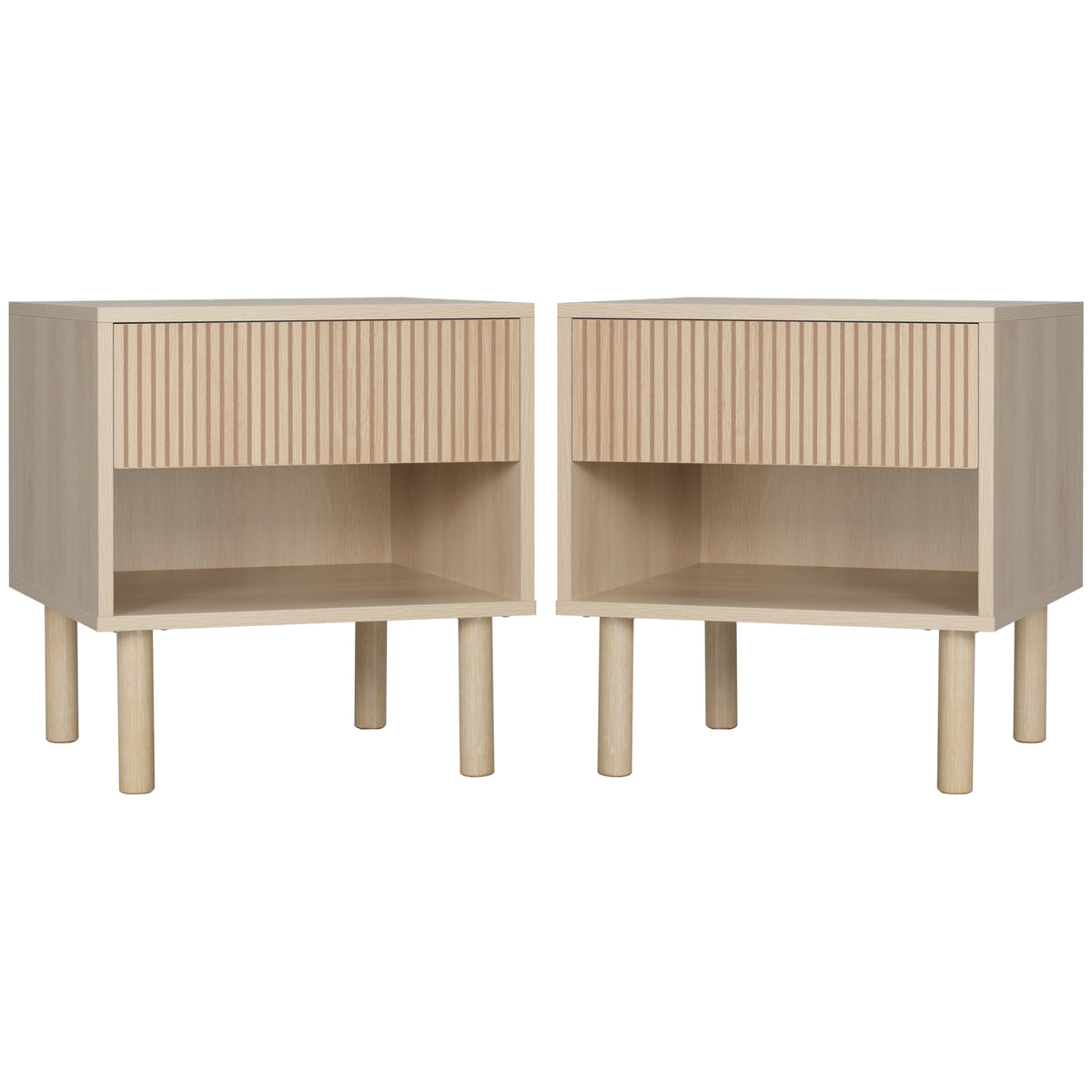 Bedside Tables with Drawer and Open Shelf, Set of 2 – 19"W x 20"H
