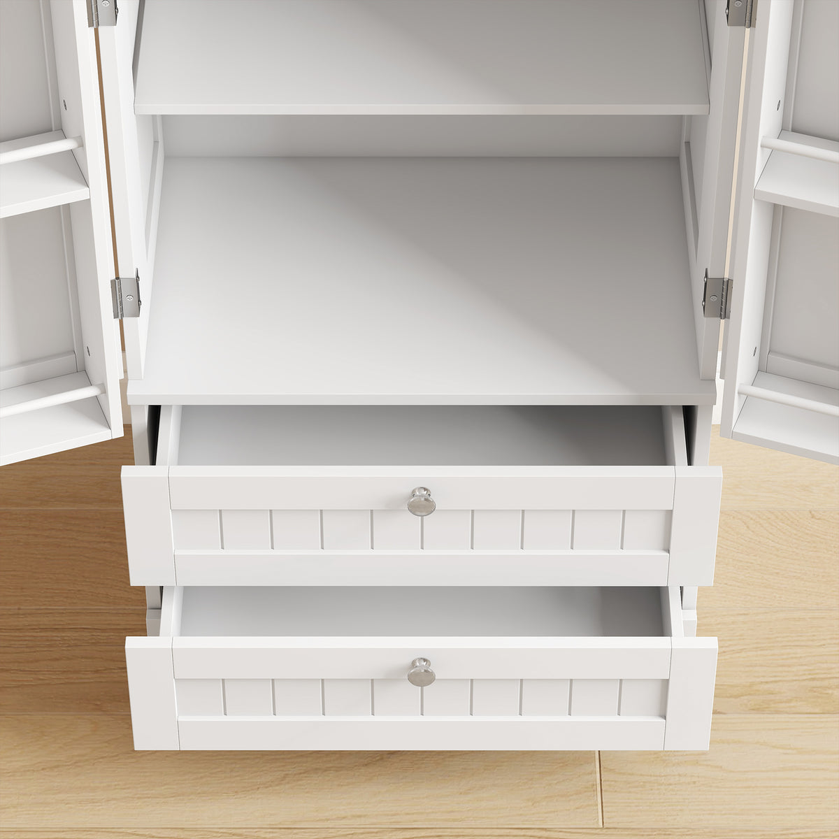 Farmhouse Kitchen Pantry with 6 Door Racks and 2 Drawers – 23"W x 47"H