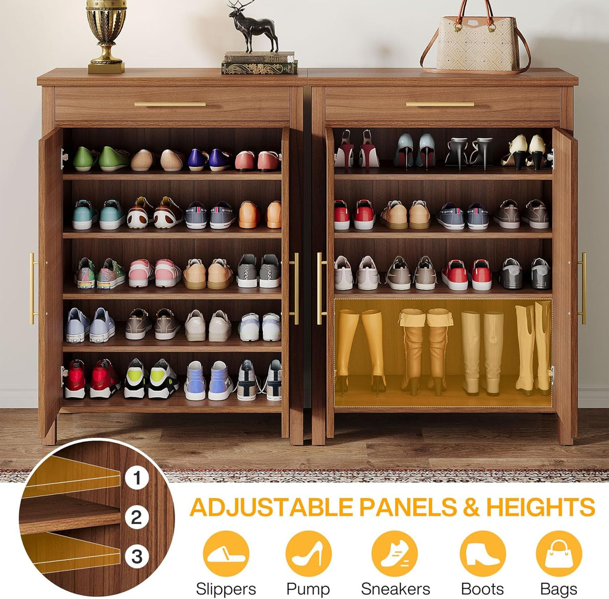 5-Tier Shoe Cabinet, Freestanding Shoe Rack Organizer with Adjustable Shelves