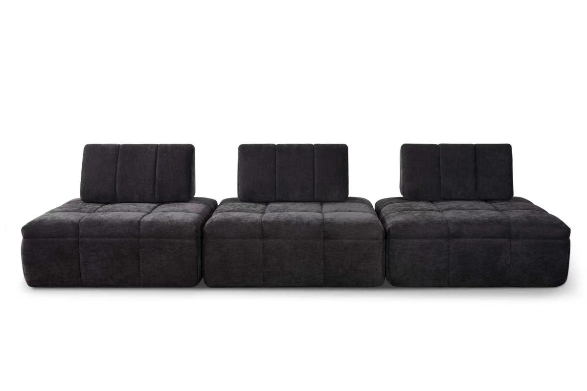 Upholstered Modular Armless Chair – Black