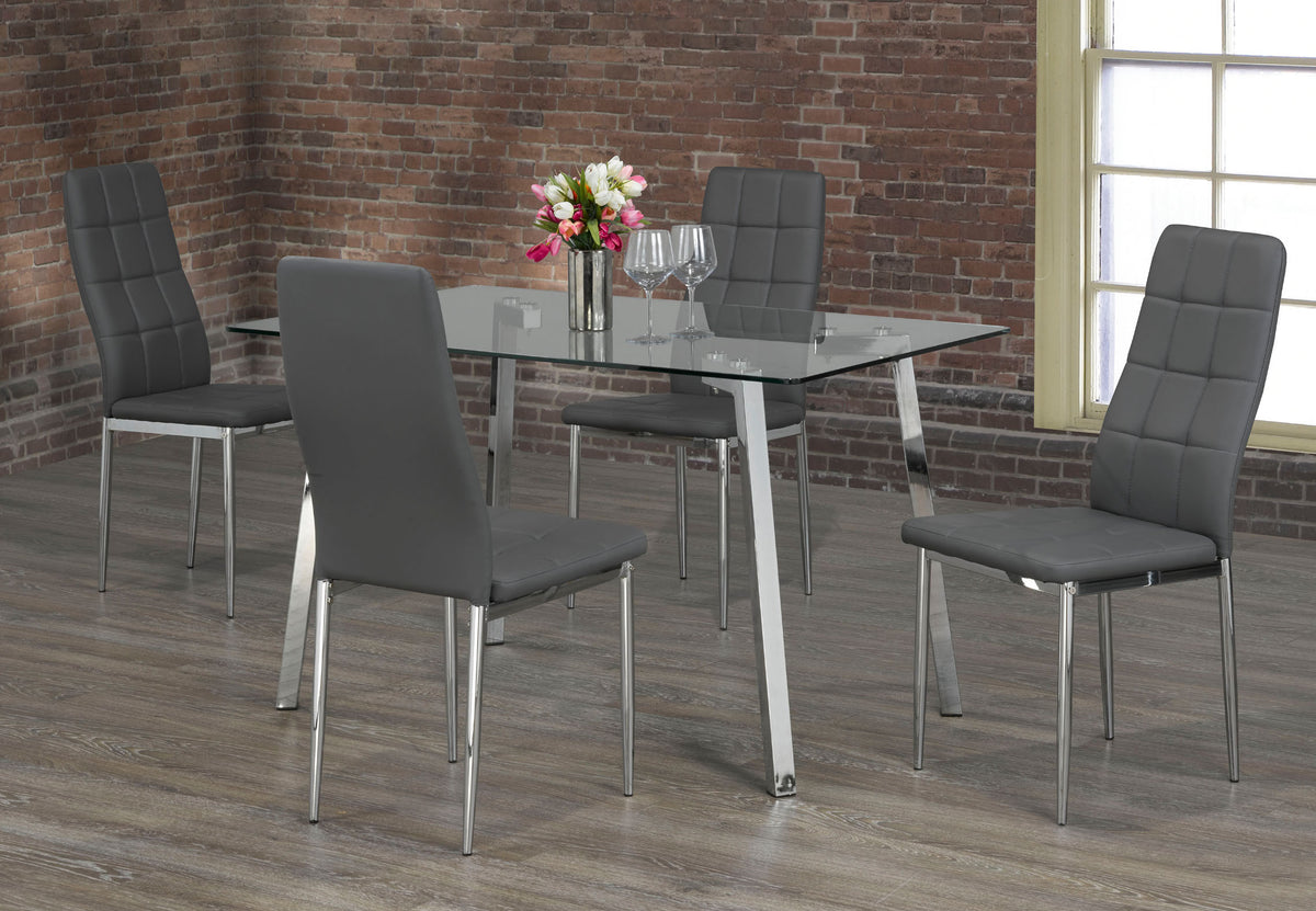 51" Glass Dinette Set with Chrome Legs