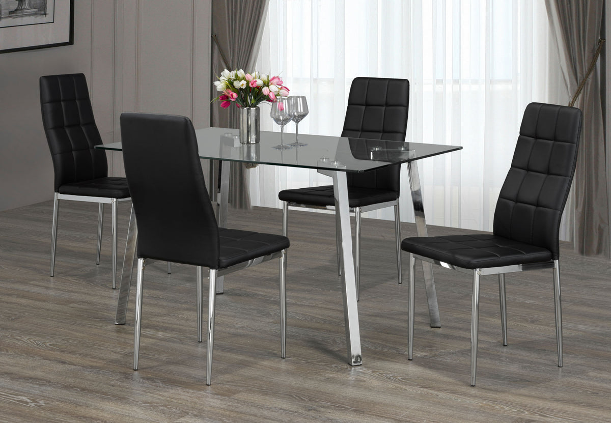 51" Glass Dinette Set with Chrome Legs