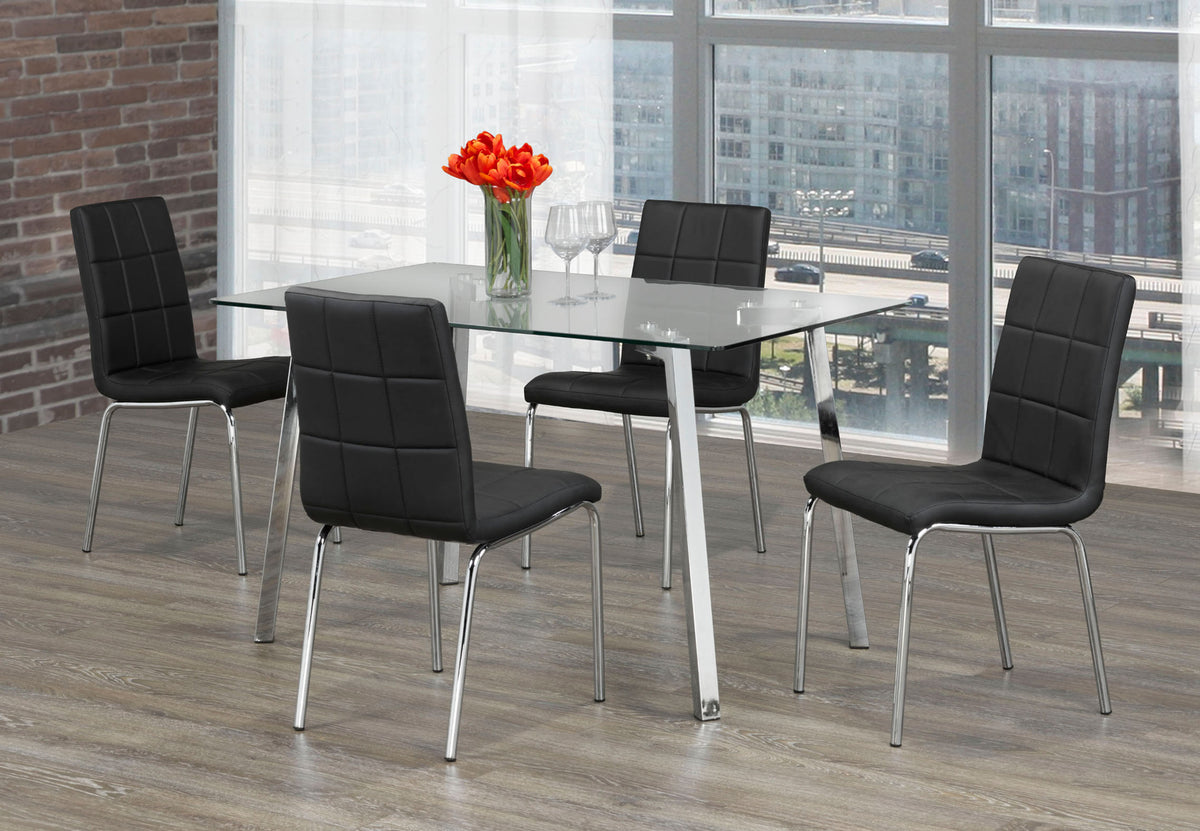 51" Glass Dinette Set with Chrome Legs