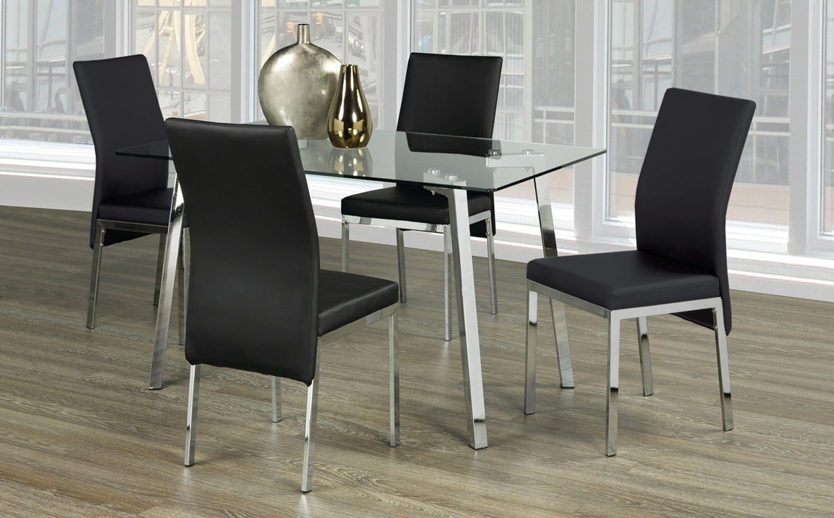 51" Glass Dinette Set with Chrome Legs