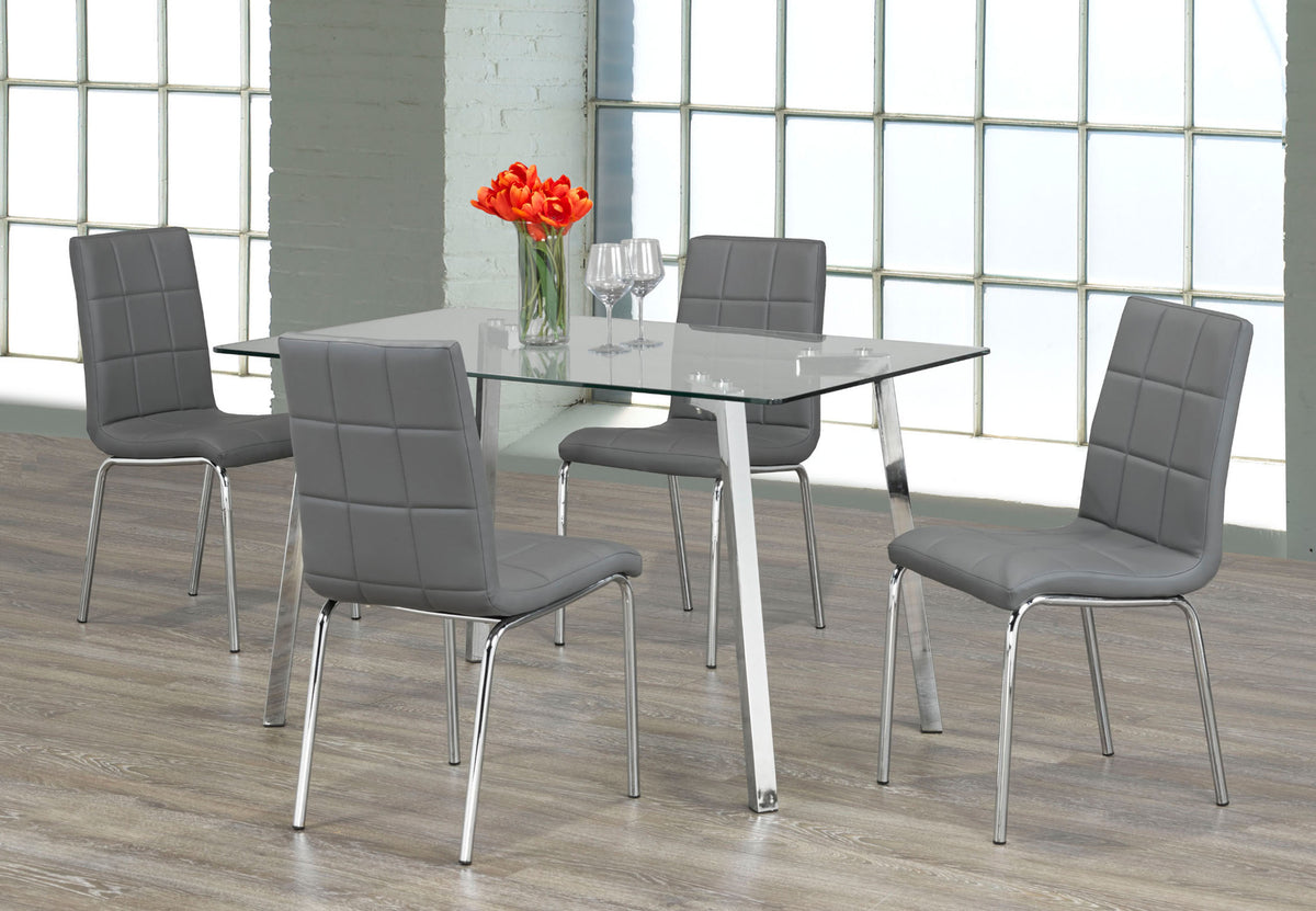 51" Glass Dinette Set with Chrome Legs