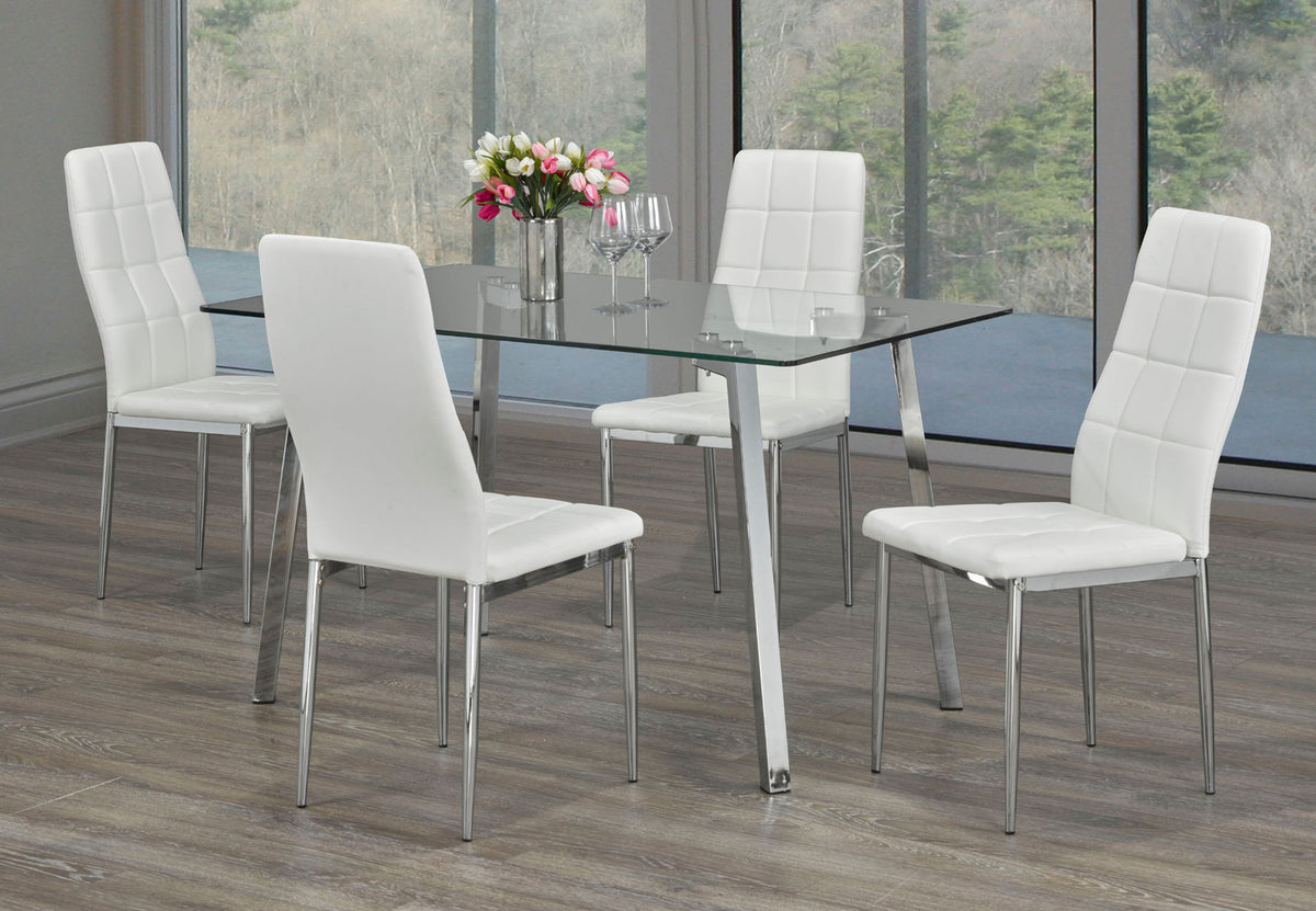 51" Glass Dinette Set with Chrome Legs