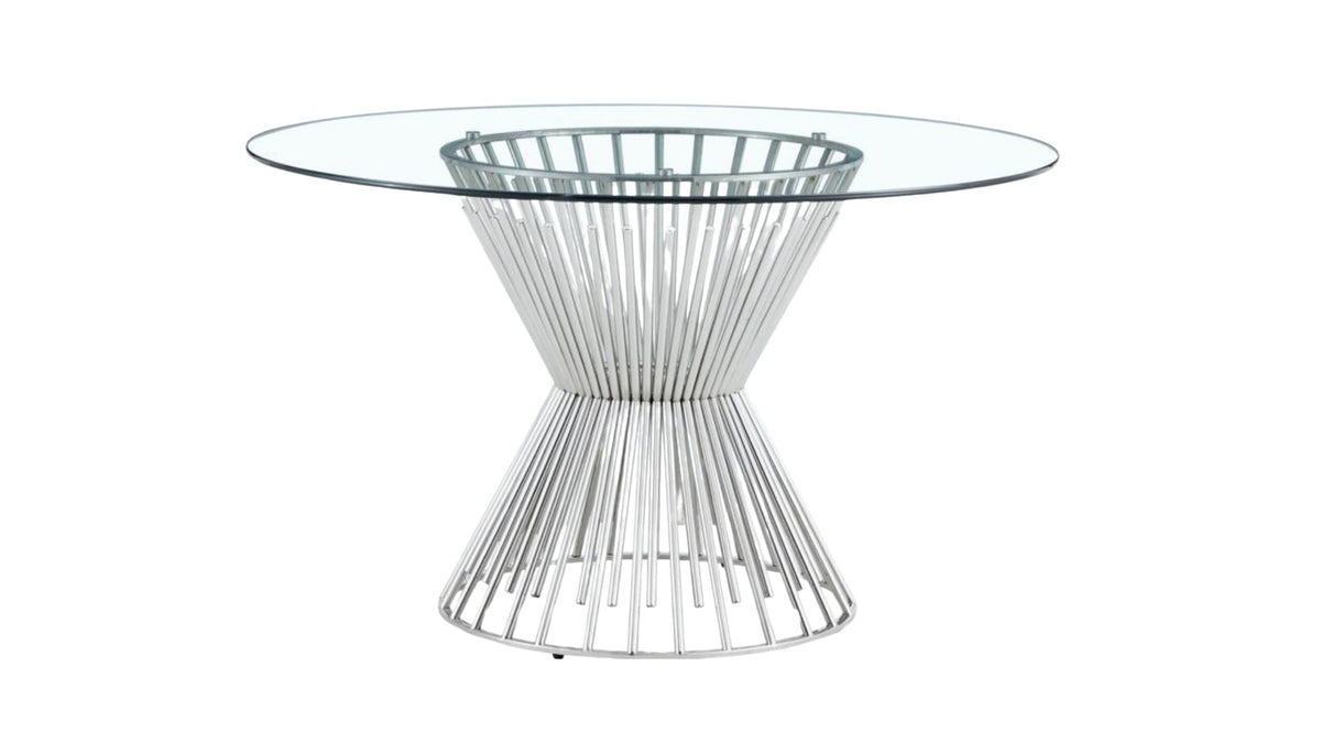 51" Round Glass Dining Table with Spindle Base