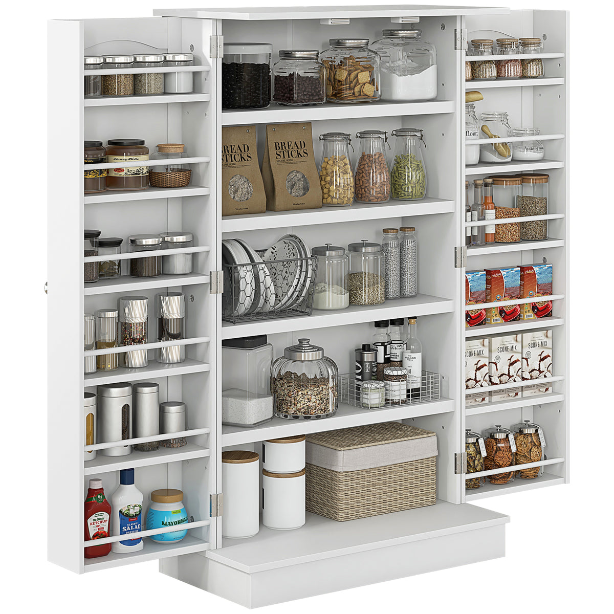 2-Door Kitchen Pantry Cabinet with 5-tier Shelving – 24"W x 41"H