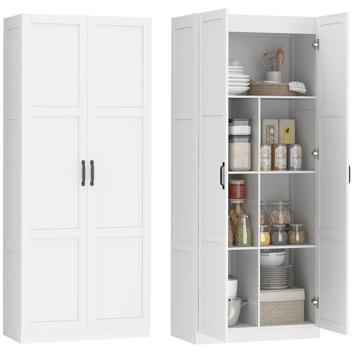 Kitchen Pantry Storage Cabinet with Soft-Close Hinges – 30"W x 71"H