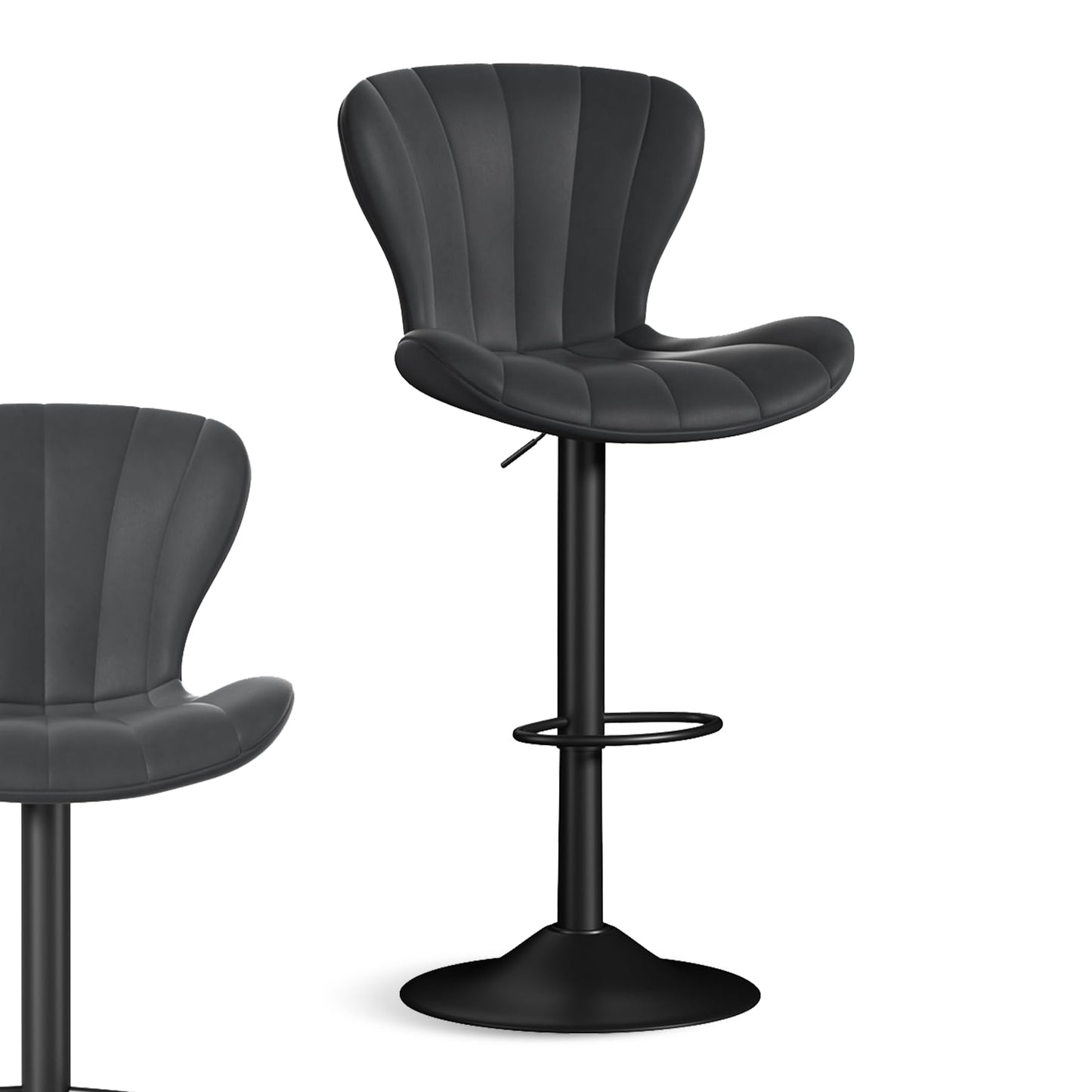 Daluvenix Bar Stools Set of 2 Modern Island Bar Stools Upholstered Faux Leather Barstools Height Adjustable Counter Chairs with Back Waterproof Stools for Kitchen, Black