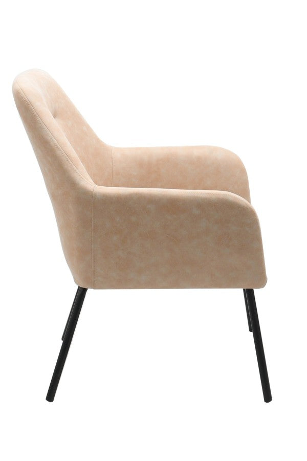 Brassex Vintage Beige Upholstered Dining Chair With Powder-Coated Steel Frame