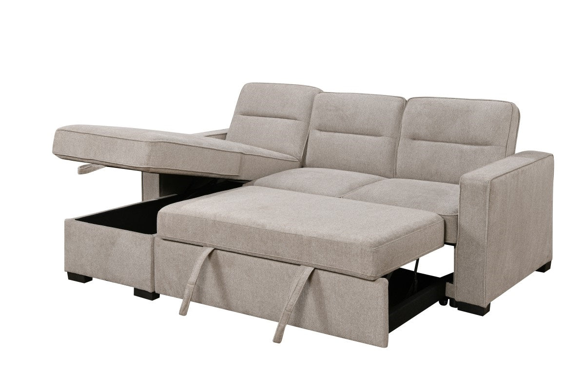 Upholstered Sectional Sleeper – Taupe