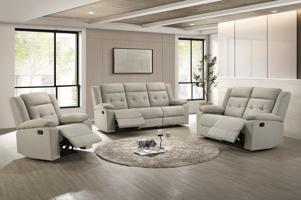Tufted Linen Recliner Sofa – Beige