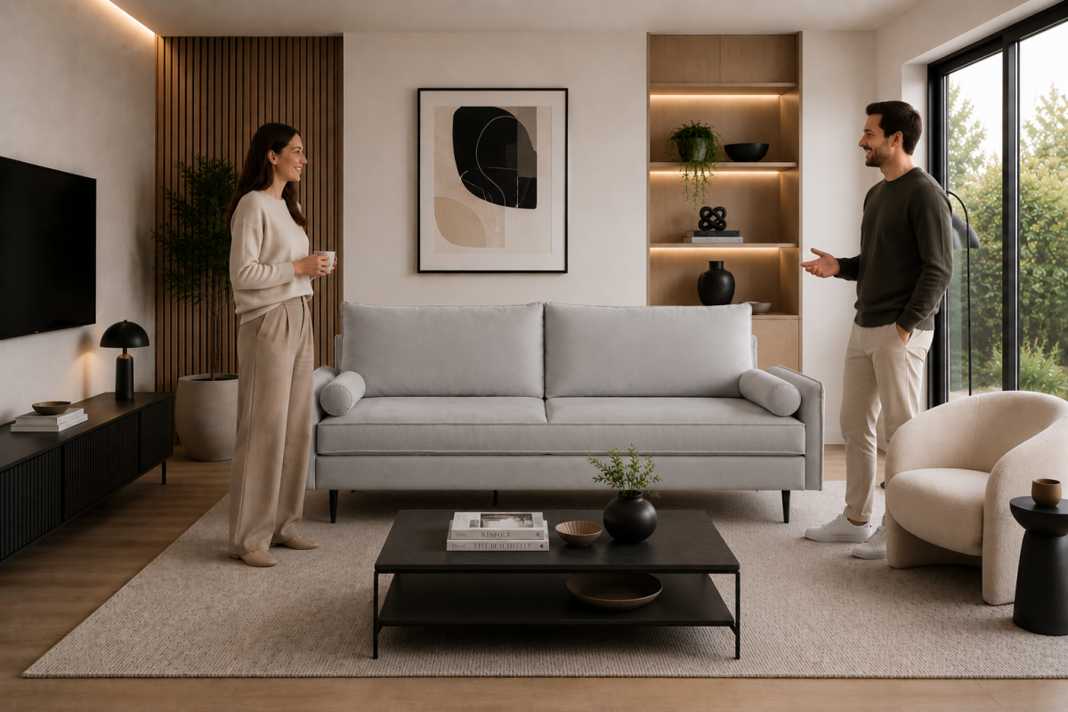 Upholstered Sofa – Grey