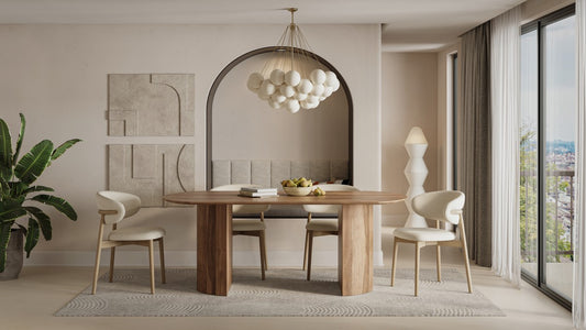 Curved Mango Wood Dining Table – Light Brown