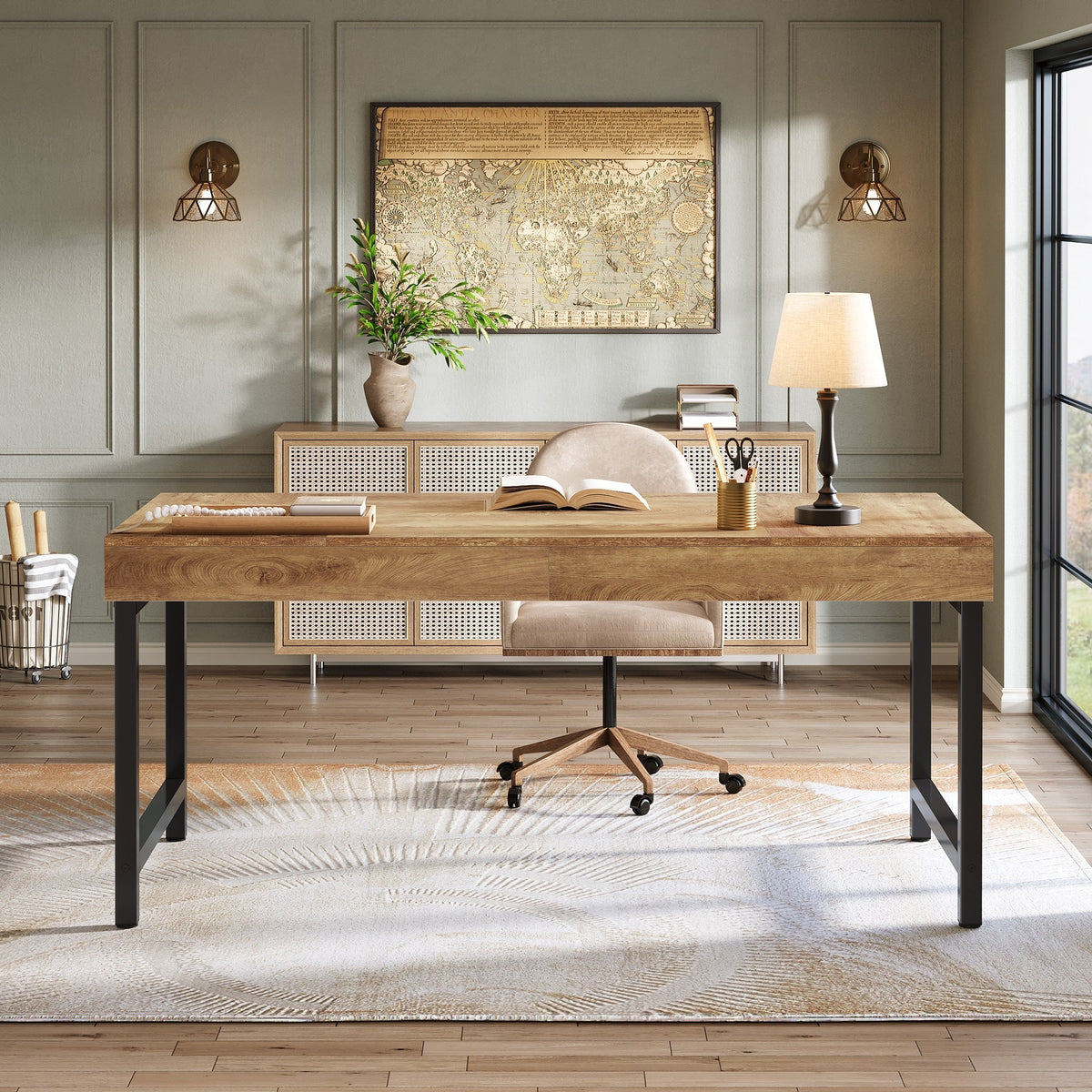 55" Executive Desk, Simple Computer Desk for Home Office