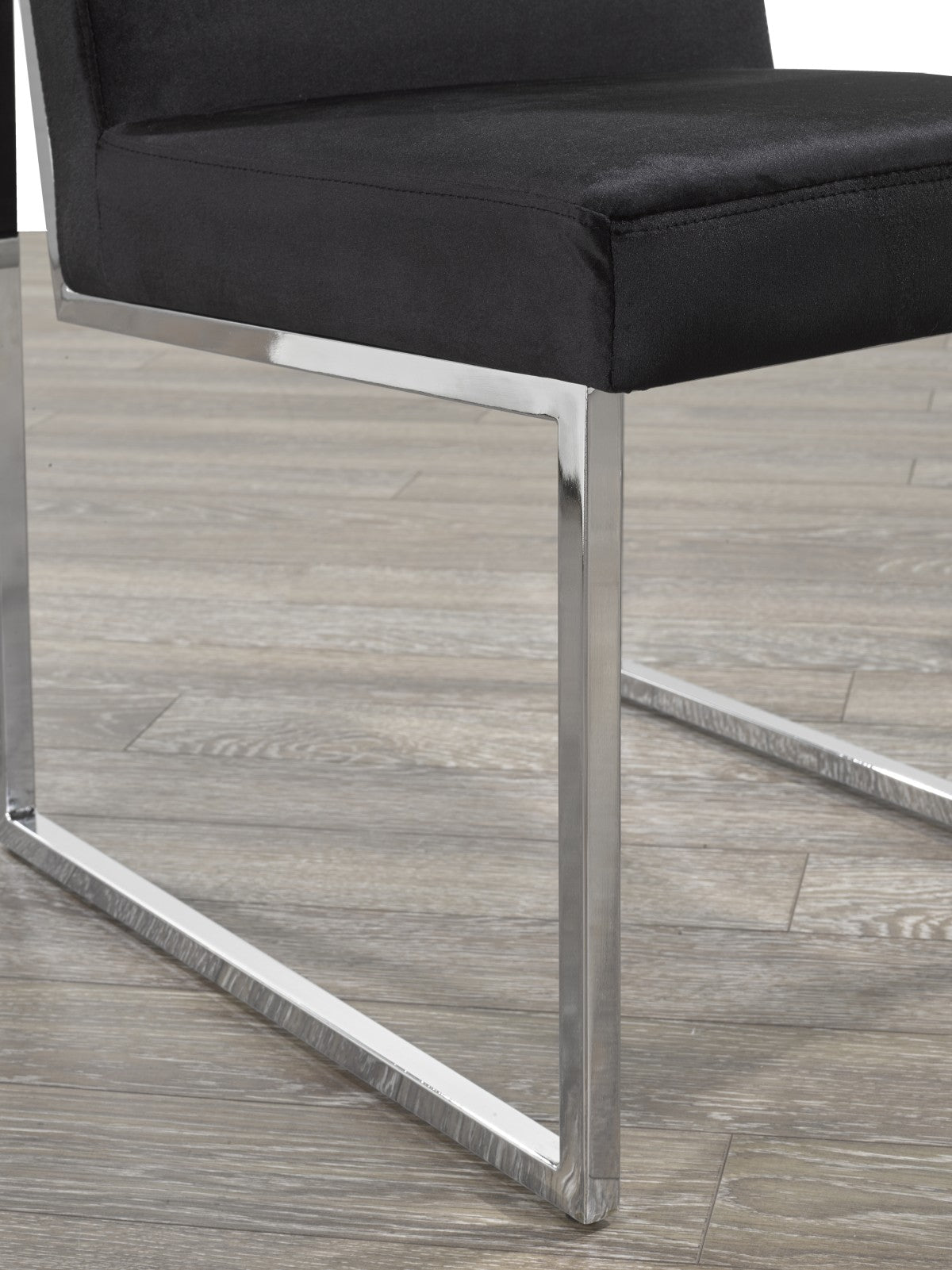 Brassex Contemporary Black Fabric Dining Chairs Set, Chrome Base (2-Pack)