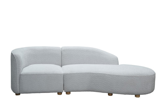 Sofia Beige Contemporary Curved Frame Sofa Chaise, Plush Polyester Fabric, Metal Legs