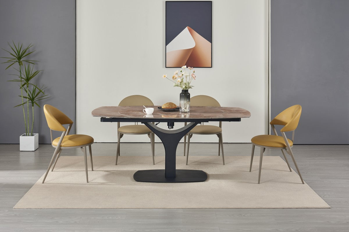 Sintered Stone Extendable Dining Table – Agate Brown