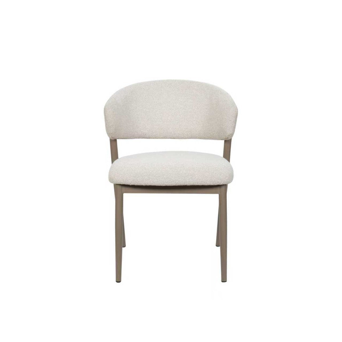 Curved Boucle Dining Chair, Set of 2 – Tobacco/Beige