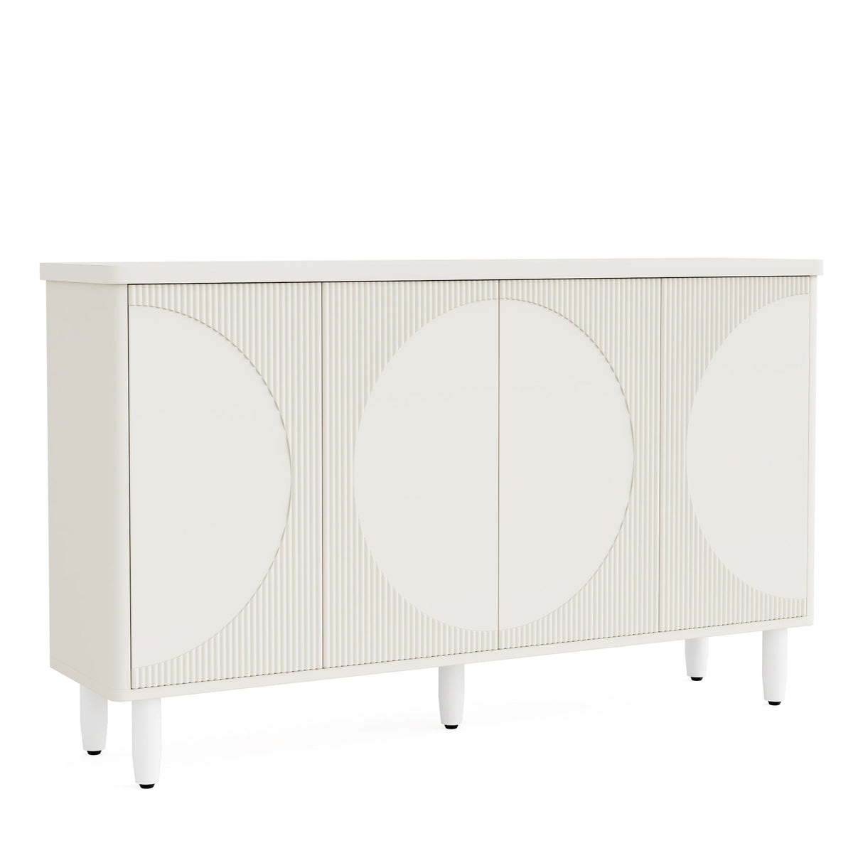 59.4" Sideboard Buffet, White Credenza Storage Cabinet with Doors