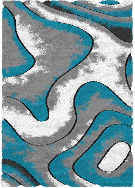 Grey Modern Abstract Area Rug for Living Room