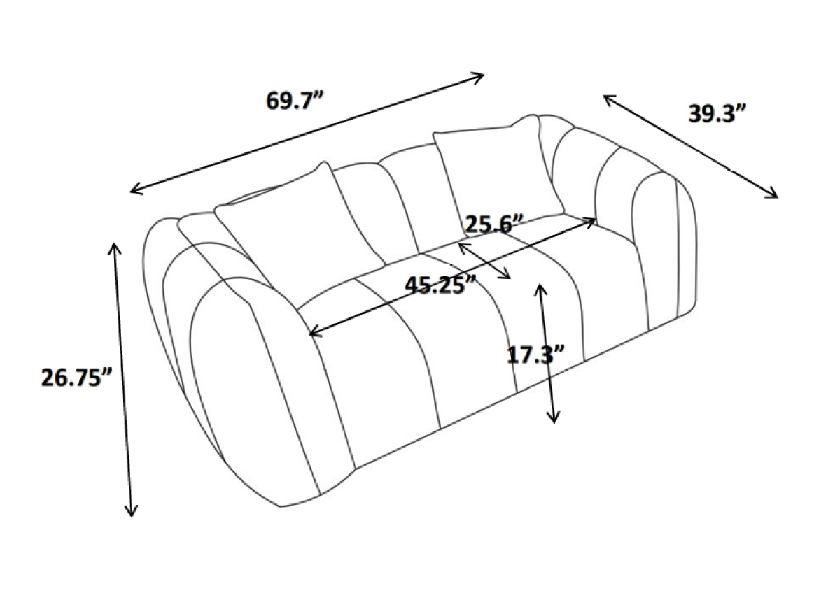 Channel-Tufted Love Seat – Taupe