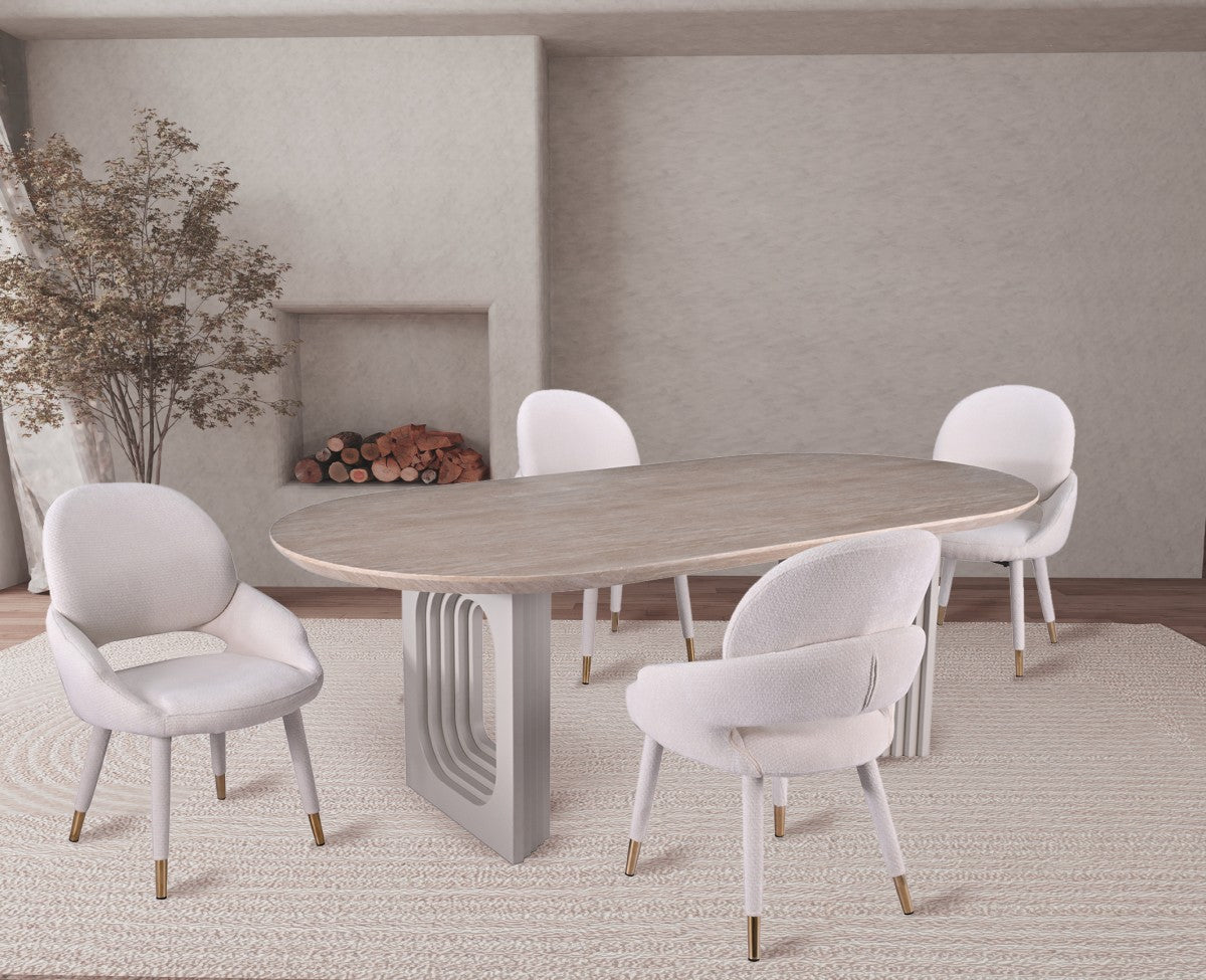 Curved 5-Piece Dining Set – Beige
