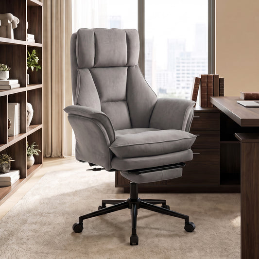 Cross Legged Office Chair with Footrest, Grey