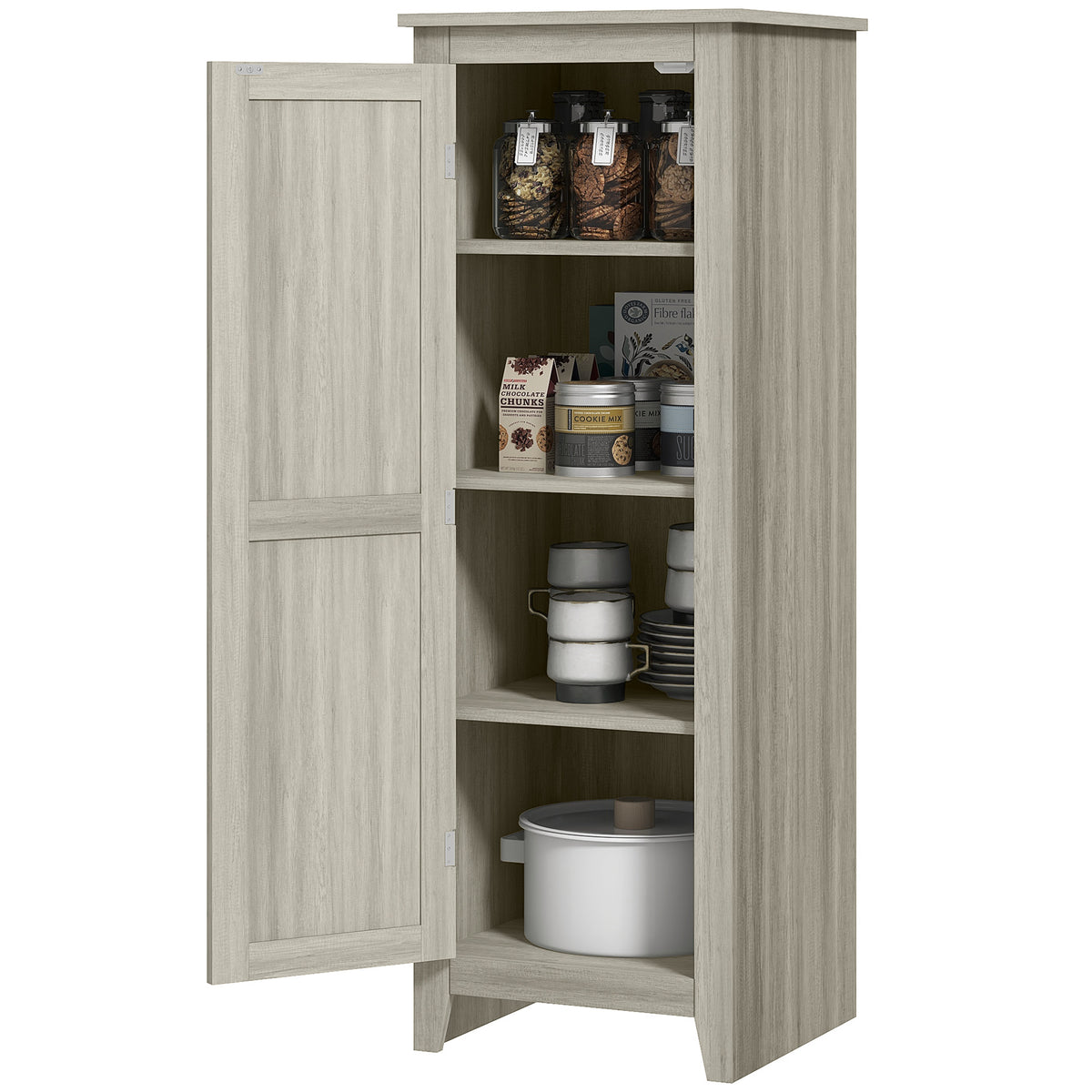 Farmhouse Kitchen Pantry Storage Cabinet with Barn Door – 17"W x 48"H