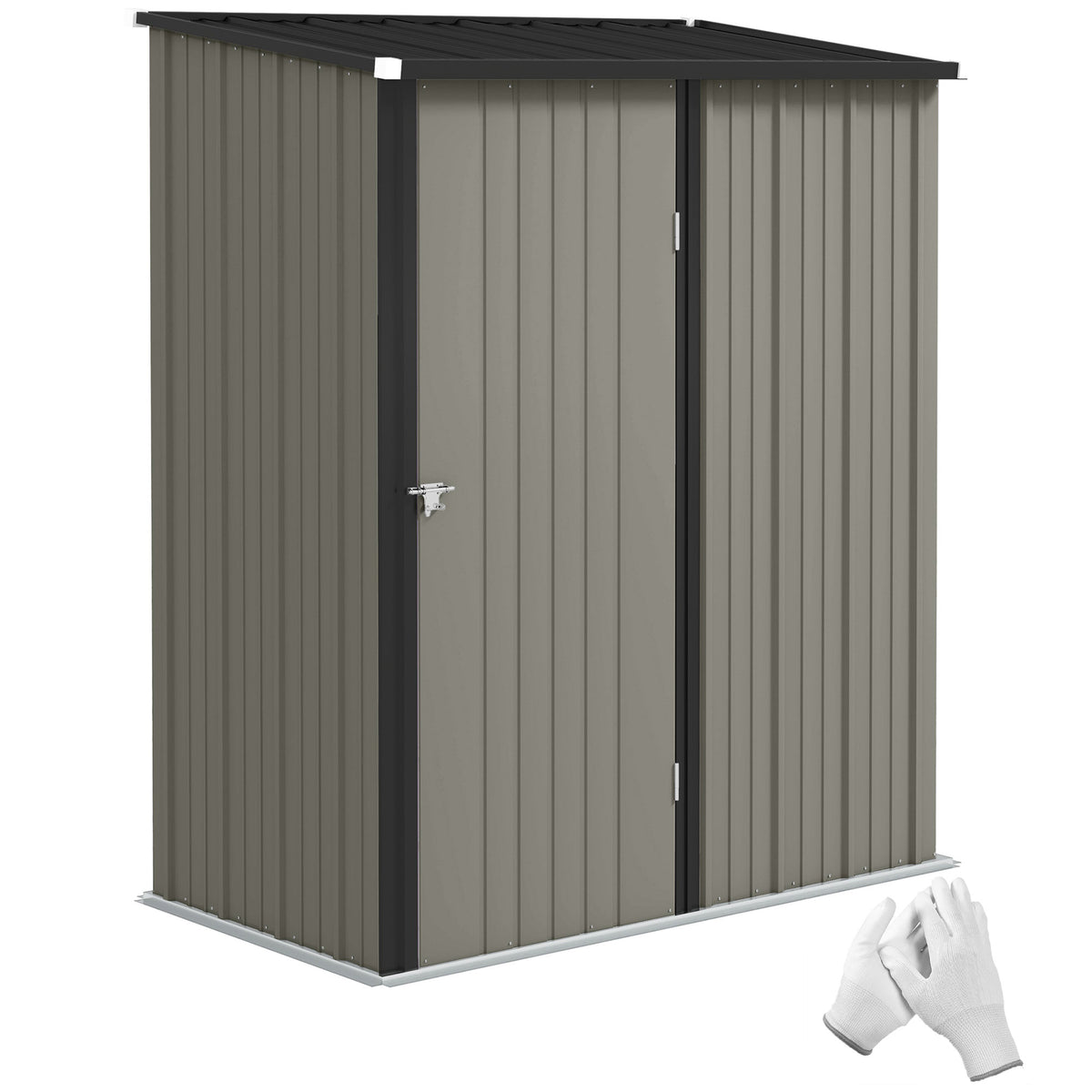 5' x 3' Outdoor Storage Shed, Steel Garden Shed with Single Lockable Door, Tool Storage Shed for Backyard – Grey