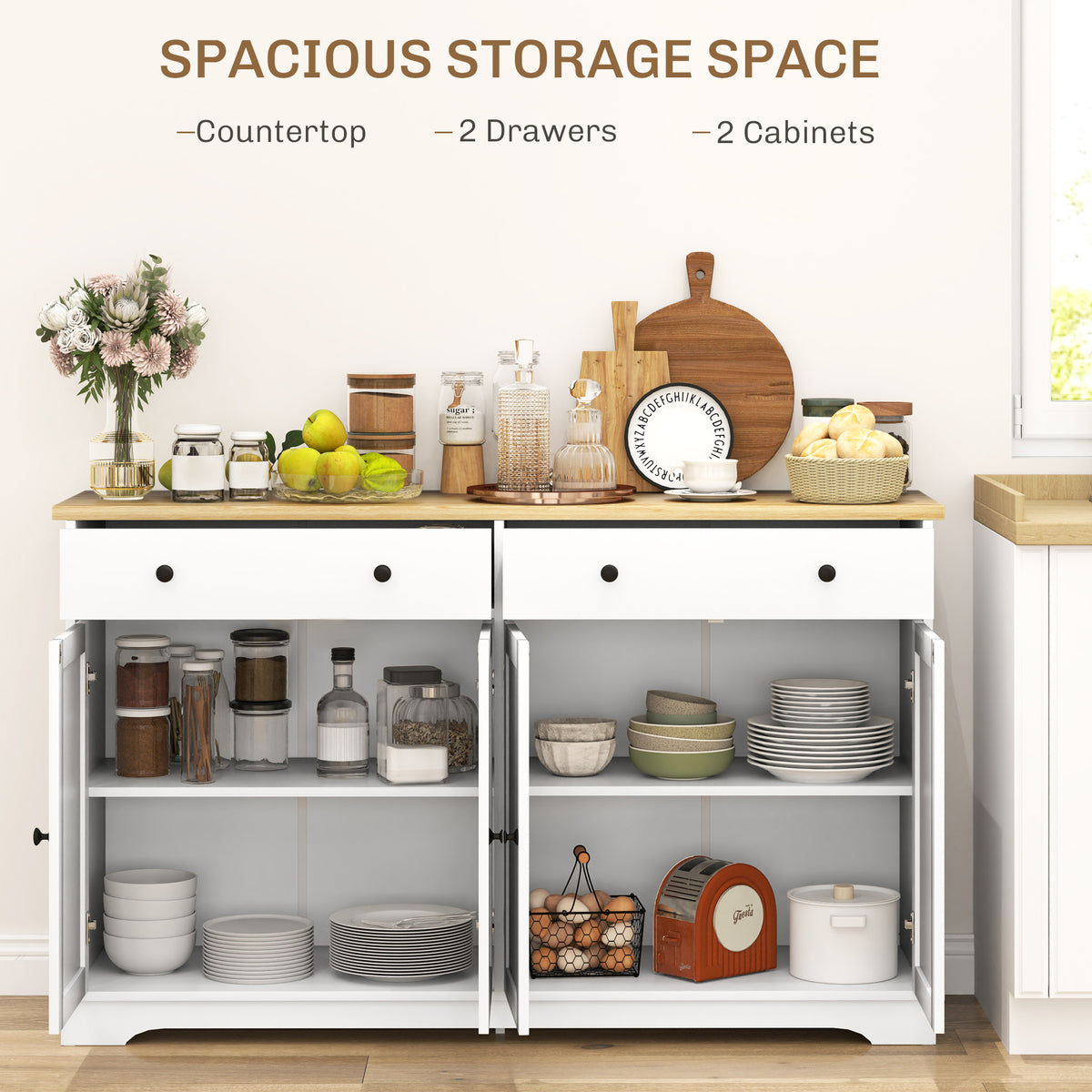 Buffet Cabinet with Storage Drawers – 55"W x 34"H