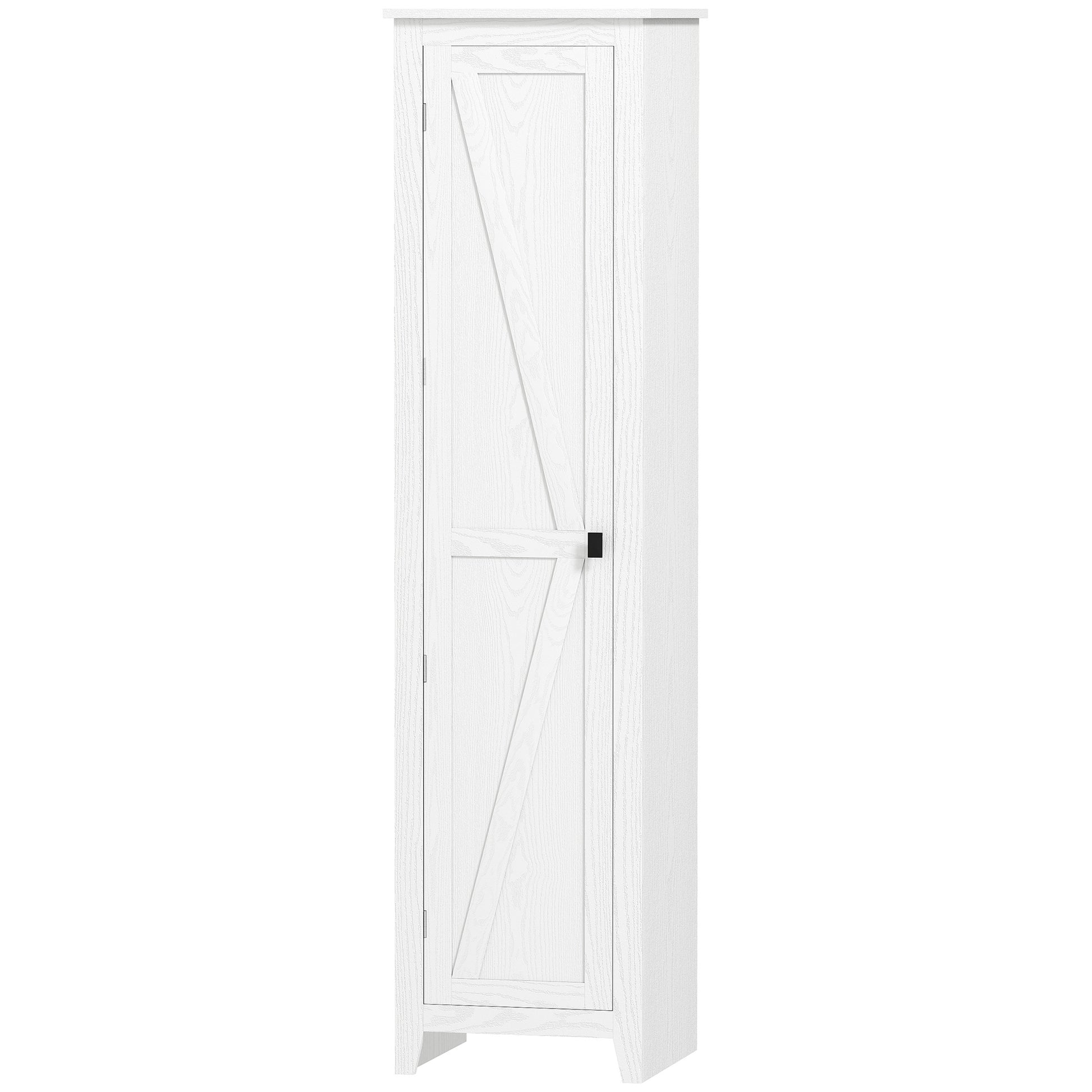 HOMCOM 67" Farmhouse Pantry Cabinet with Barn Door – White, 5‑Shelf Storage
