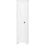 HOMCOM 67" Farmhouse Pantry Cabinet with Barn Door – White, 5‑Shelf Storage
