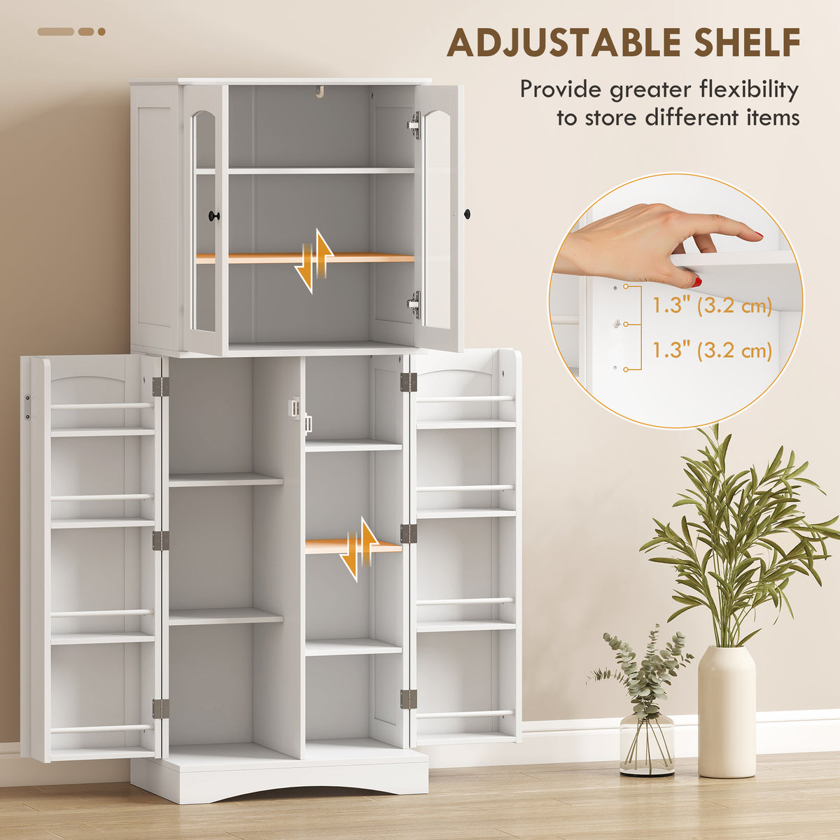 Kitchen Cabinet with Soft-Close Acrylic Doors – 24"W x 64"H