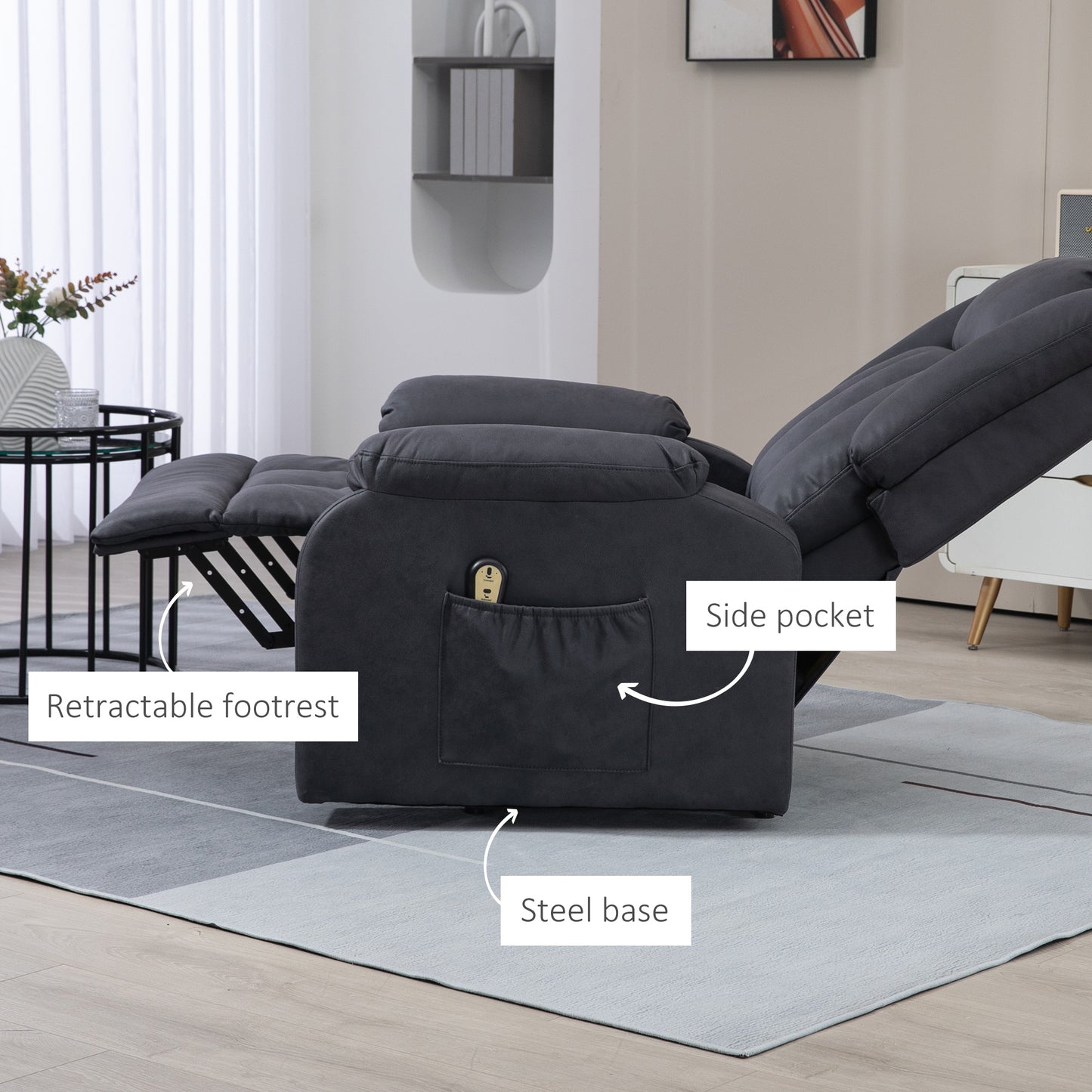 HOMCOM Electric Power Lift Recliner Chair for Elderly Microfibre Side Pockets