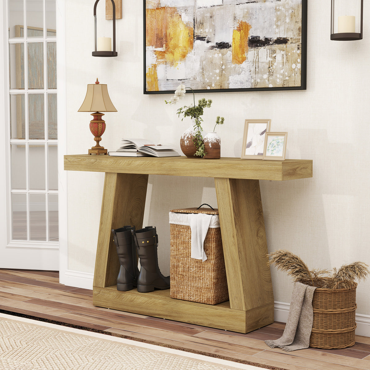 55" Farmhouse 2-Tier Console Table