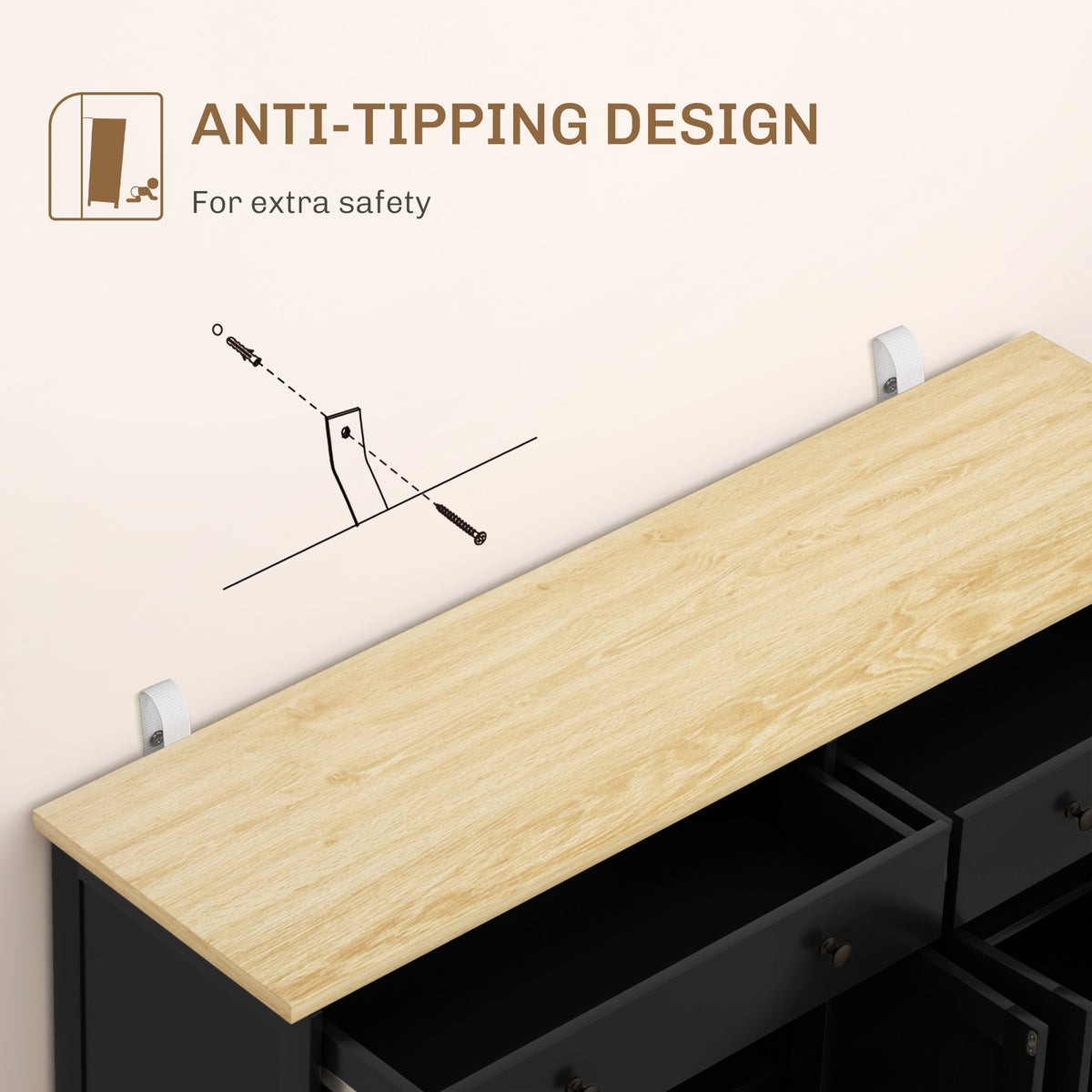 Buffet Cabinet with Storage Drawers – 55"W x 34"H