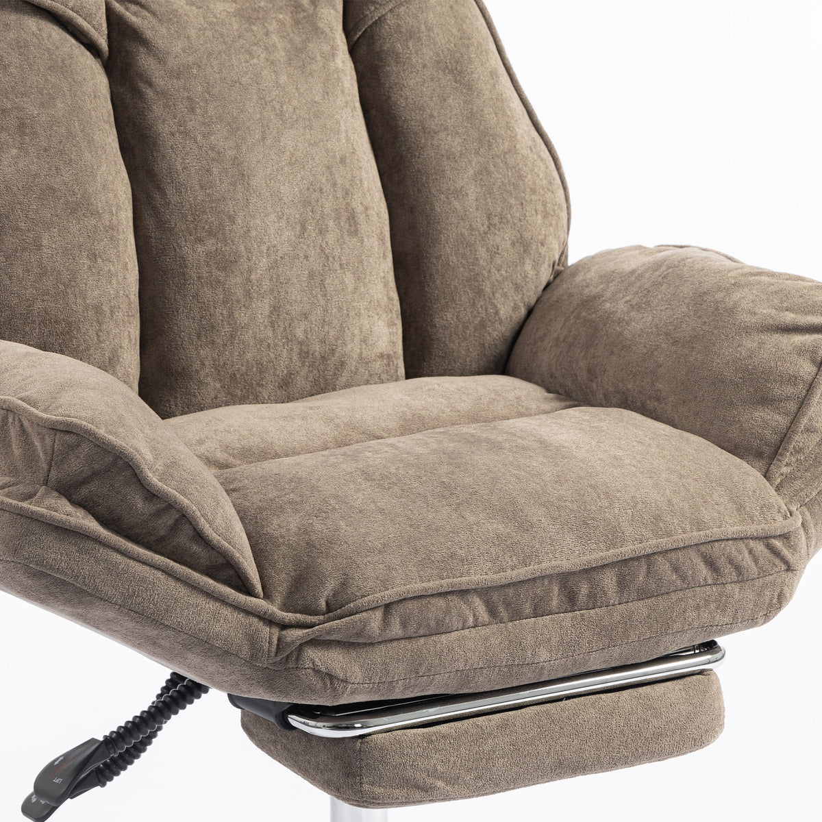 Big and Tall Office Chair with Footrest, High Back Snowflake Velvet Reclining Executive Desk Chair, Brown