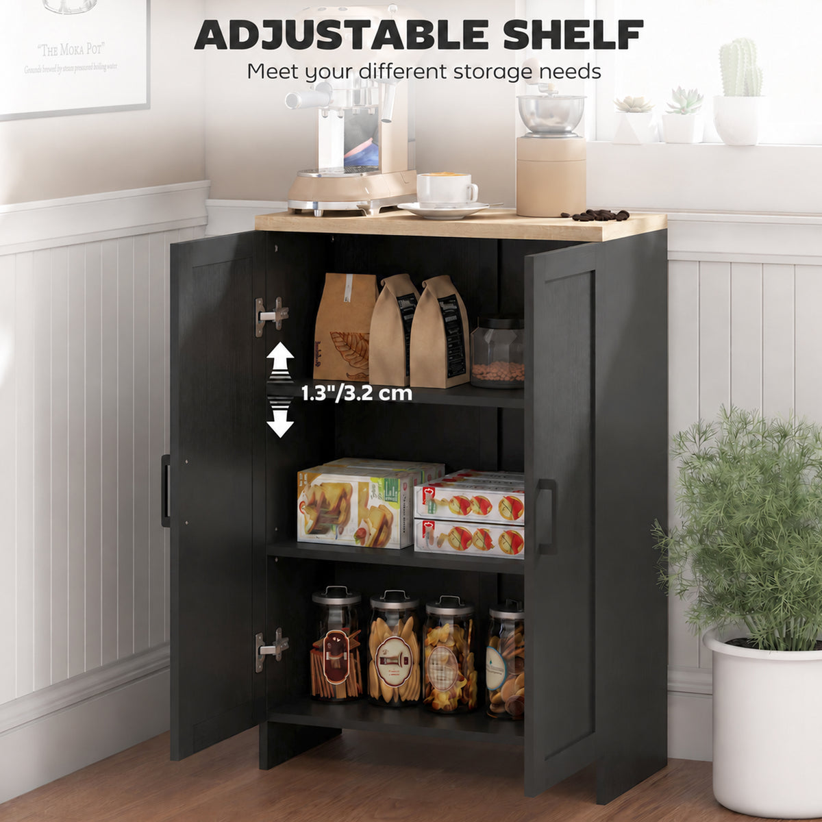 Modern Storage Cabinet with Doors and Adjustable Shelf – 24"W x 35"H