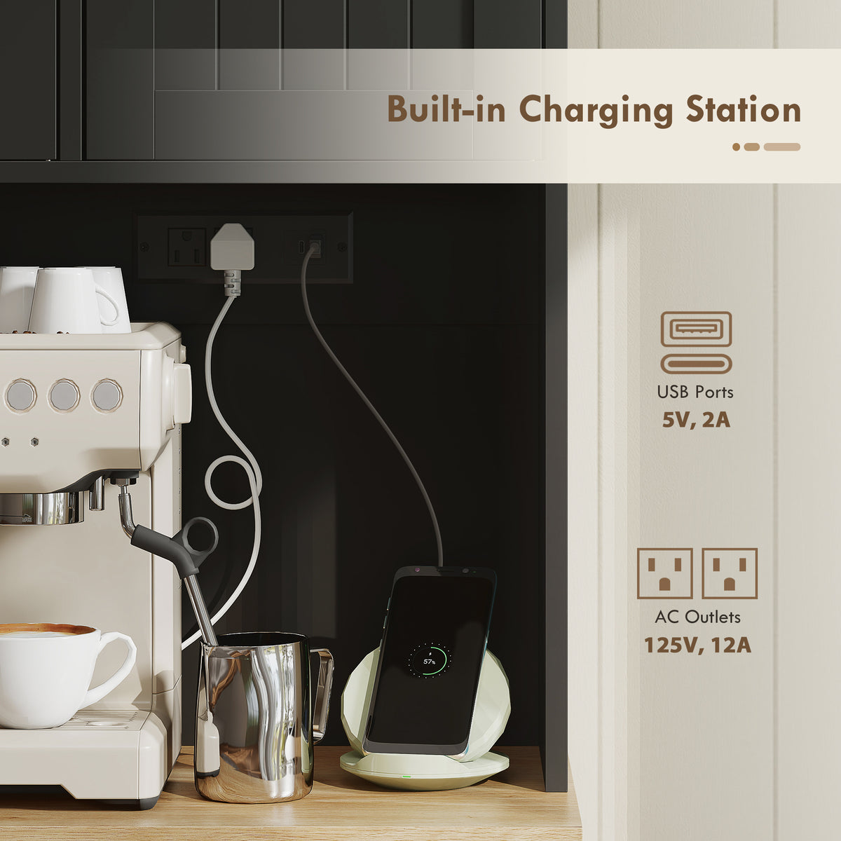 Pantry Cabinet with Charging Station – 39"W x 68"H