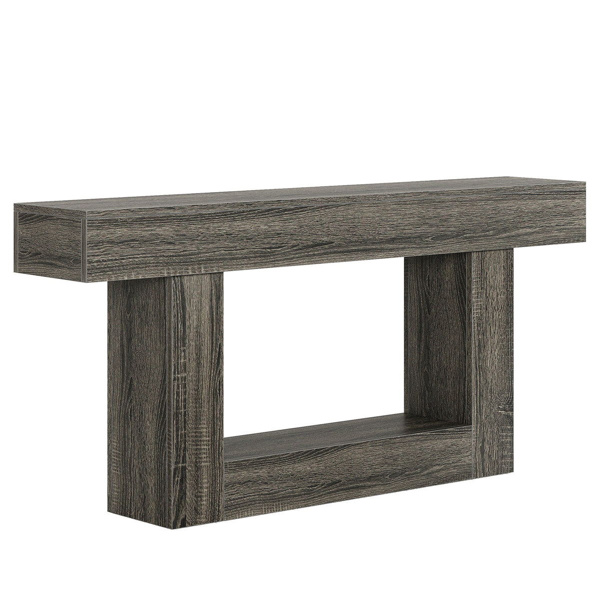 63" Wood Console Table, Farmhouse 2-Tier Sofa Table Entryway Table