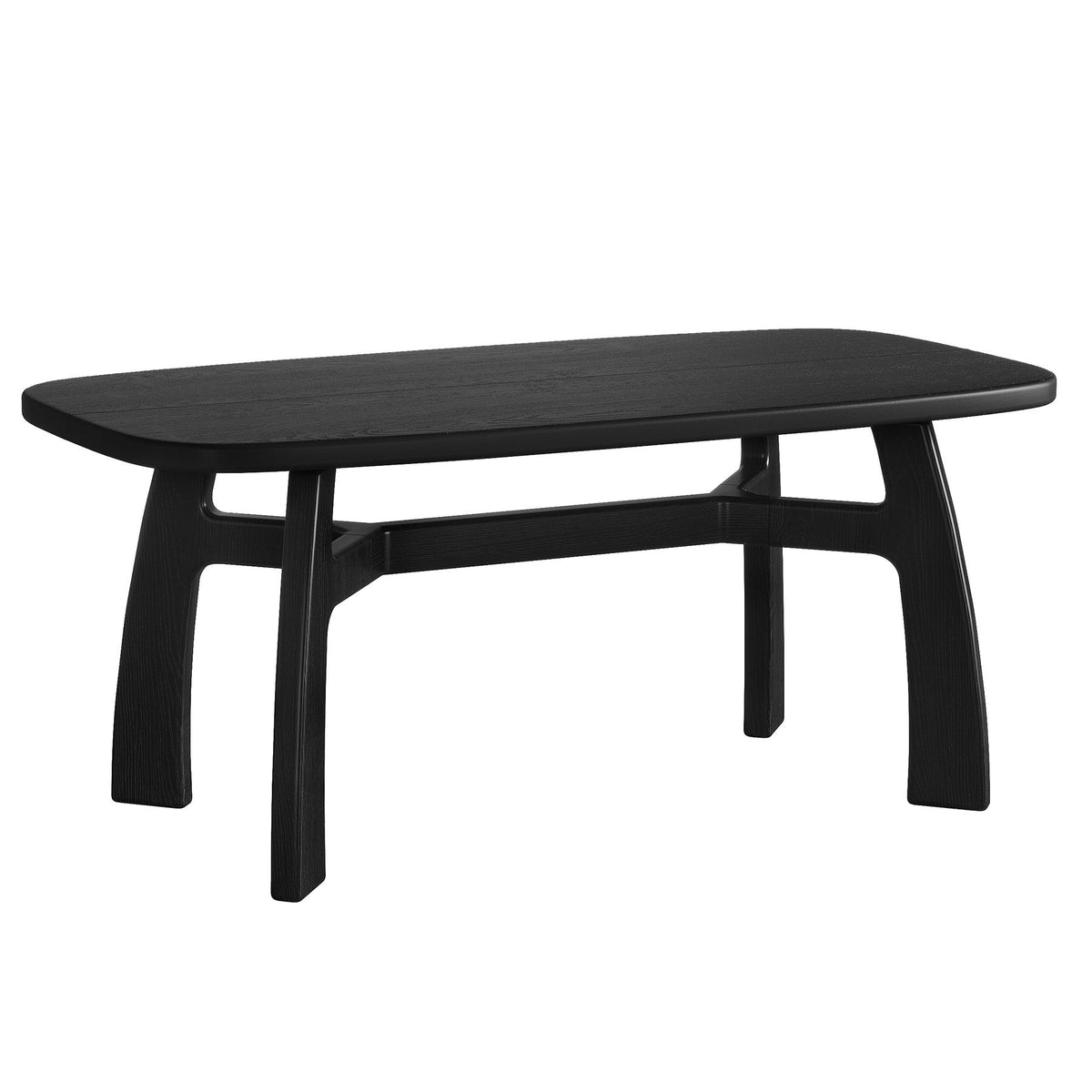 63" Solid Wood Computer Desk, Modern Office Desk with Boat-Shaped Top for Home Office