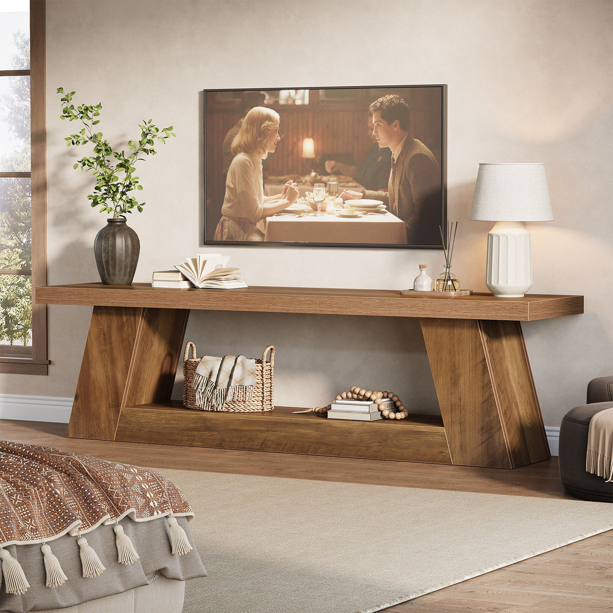 63" TV Stand for UP to 75" TVs, Media TV Console with Storage Shelves