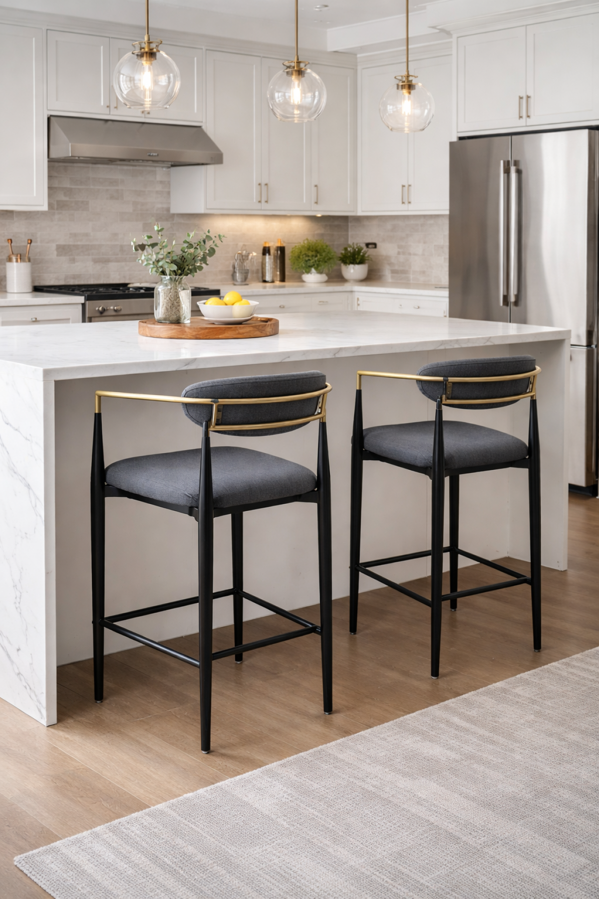 Curved Counter Stool, Set of 2 – Grey