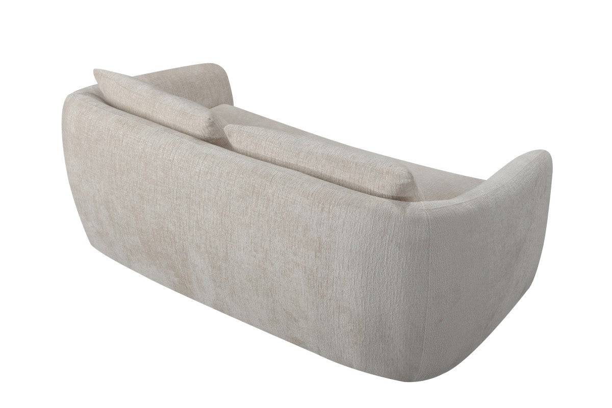 Terra Modern Beige Sofa: Plush Polyester, Curved Frame, High-Resiliency Comfort
