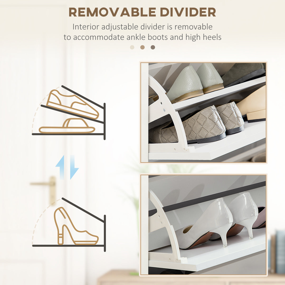 Modern Entryway Shoe Cabinet with 3 Flip Drawers – 32"W x 48"H